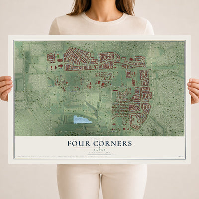 Map of Four Corners, Texas, 18 x 24 inch unframed archival matte print