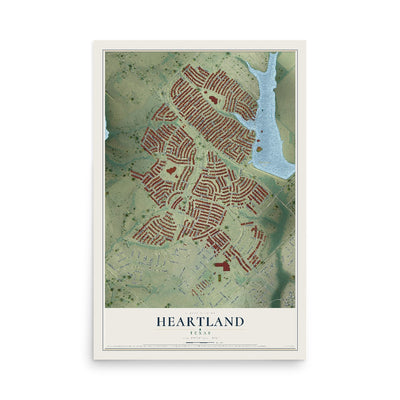 Map of Heartland, Texas, 12 x 18 inch unframed archival matte print
