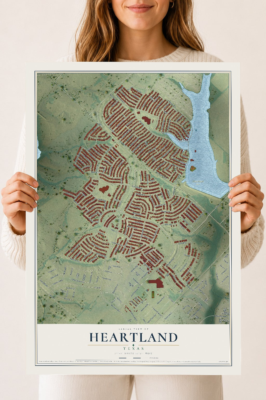 Map of Heartland, Texas, 18 x 24 inch unframed archival matte print
