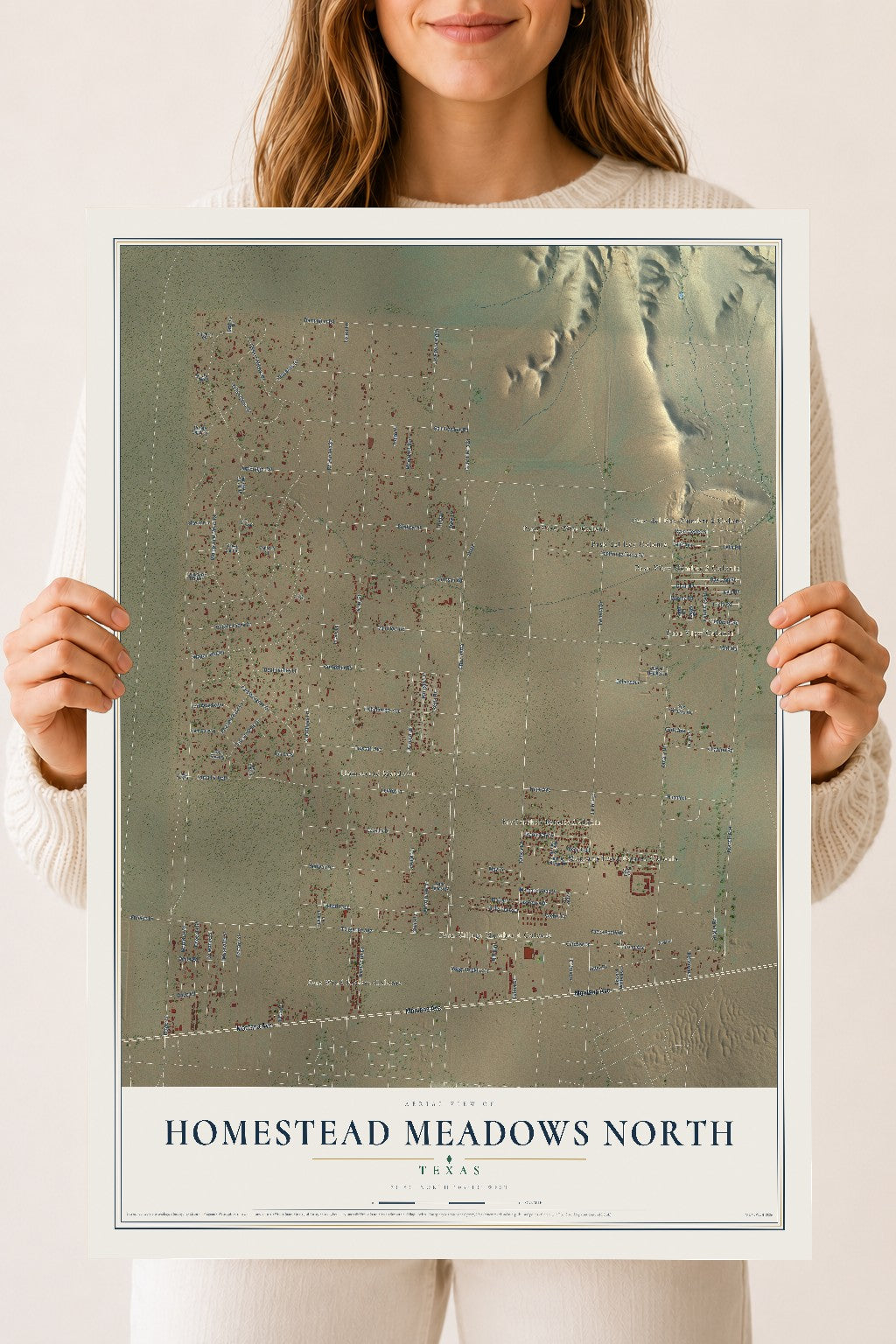 Map of Homestead Meadows North, Texas, 18 x 24 inch unframed archival matte print