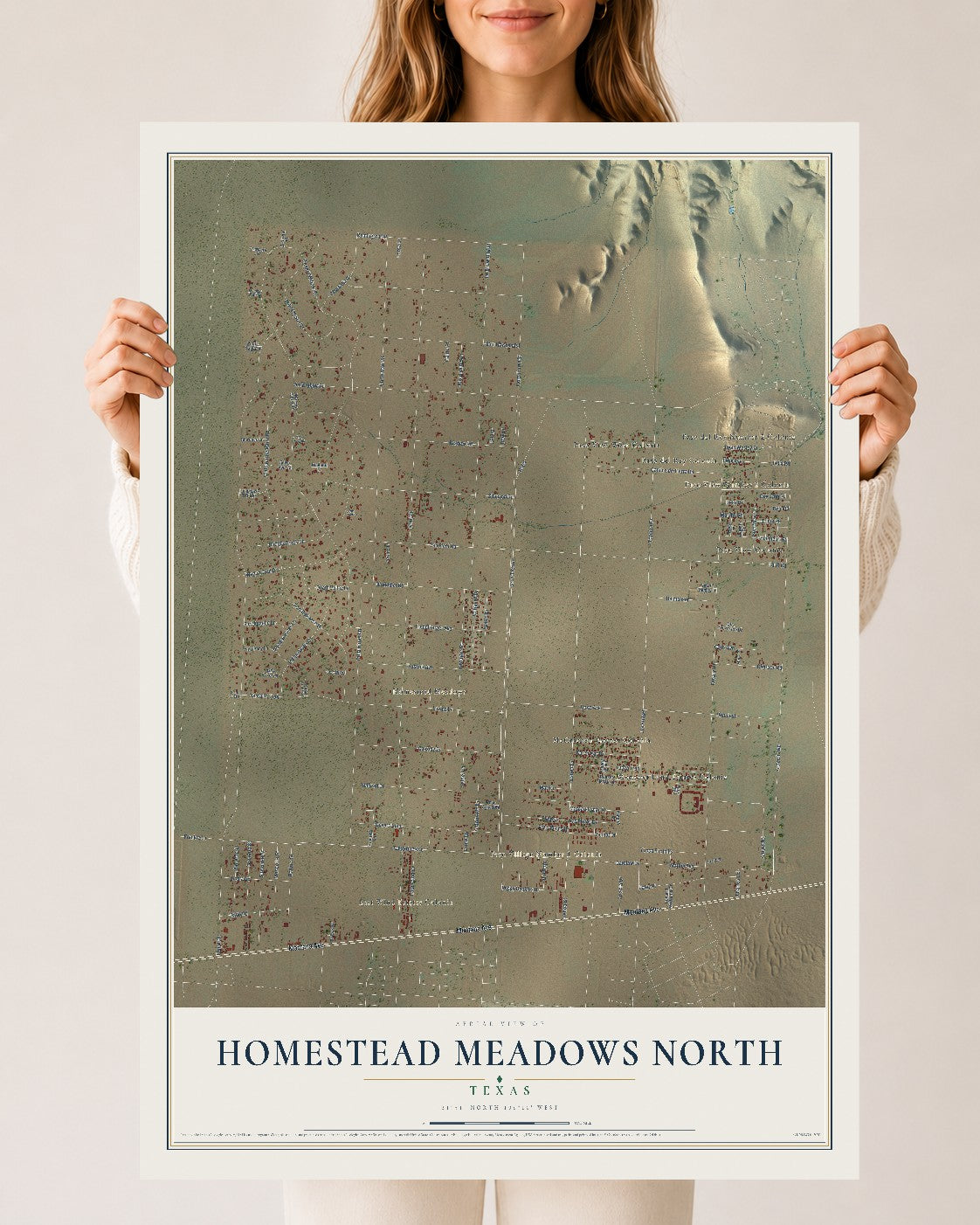 Map of Homestead Meadows North, Texas, 24 x 36 inch unframed archival matte print