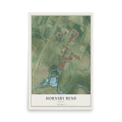 Map of Hornsby Bend, Texas, 12 x 18 inch unframed archival matte print