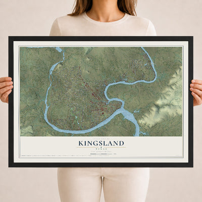 Map of Kingsland, Texas, 18 x 24 inch print in a black wood frame