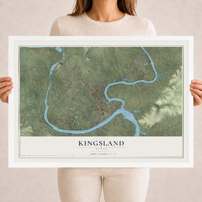 Map of Kingsland, Texas, 18 x 24 inch print in a white wood frame