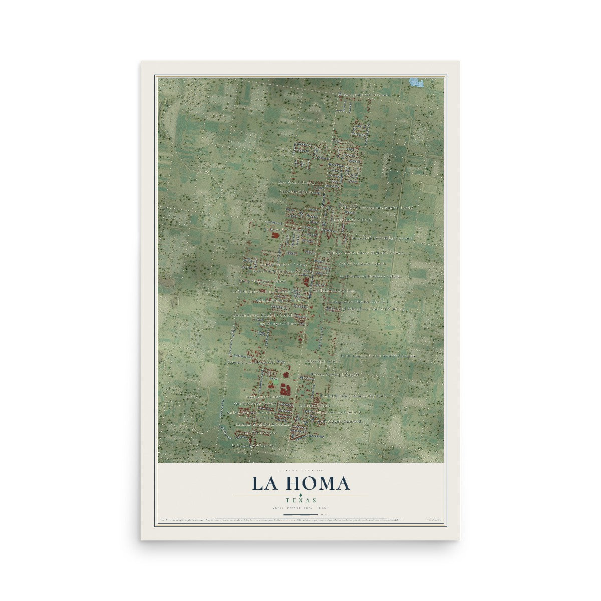 Map of La Homa, Texas, 12 x 18 inch unframed archival matte print