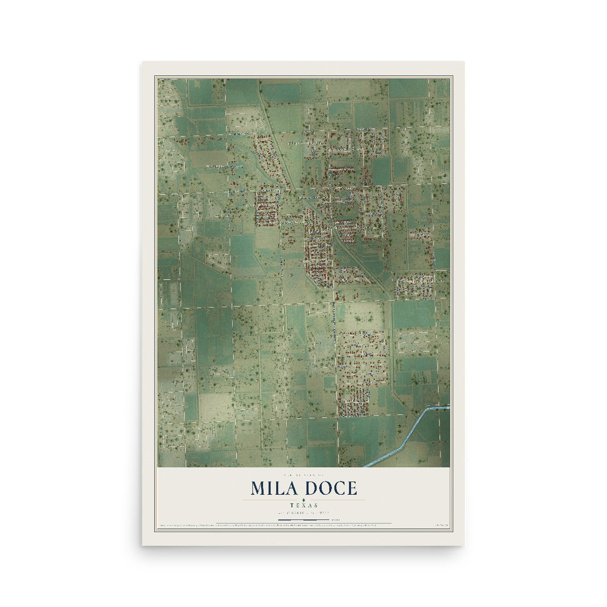 Map of Mila Doce, Texas, 12 x 18 inch unframed archival matte print