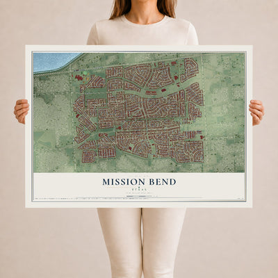 Map of Mission Bend, Texas, 24 x 36 inch unframed archival matte print
