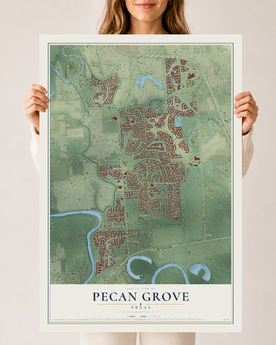 Map of Pecan Grove, Texas, 24 x 36 inch unframed archival matte print