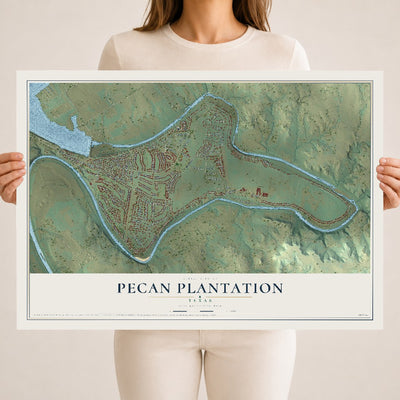 Map of Pecan Plantation, Texas, 18 x 24 inch unframed archival matte print