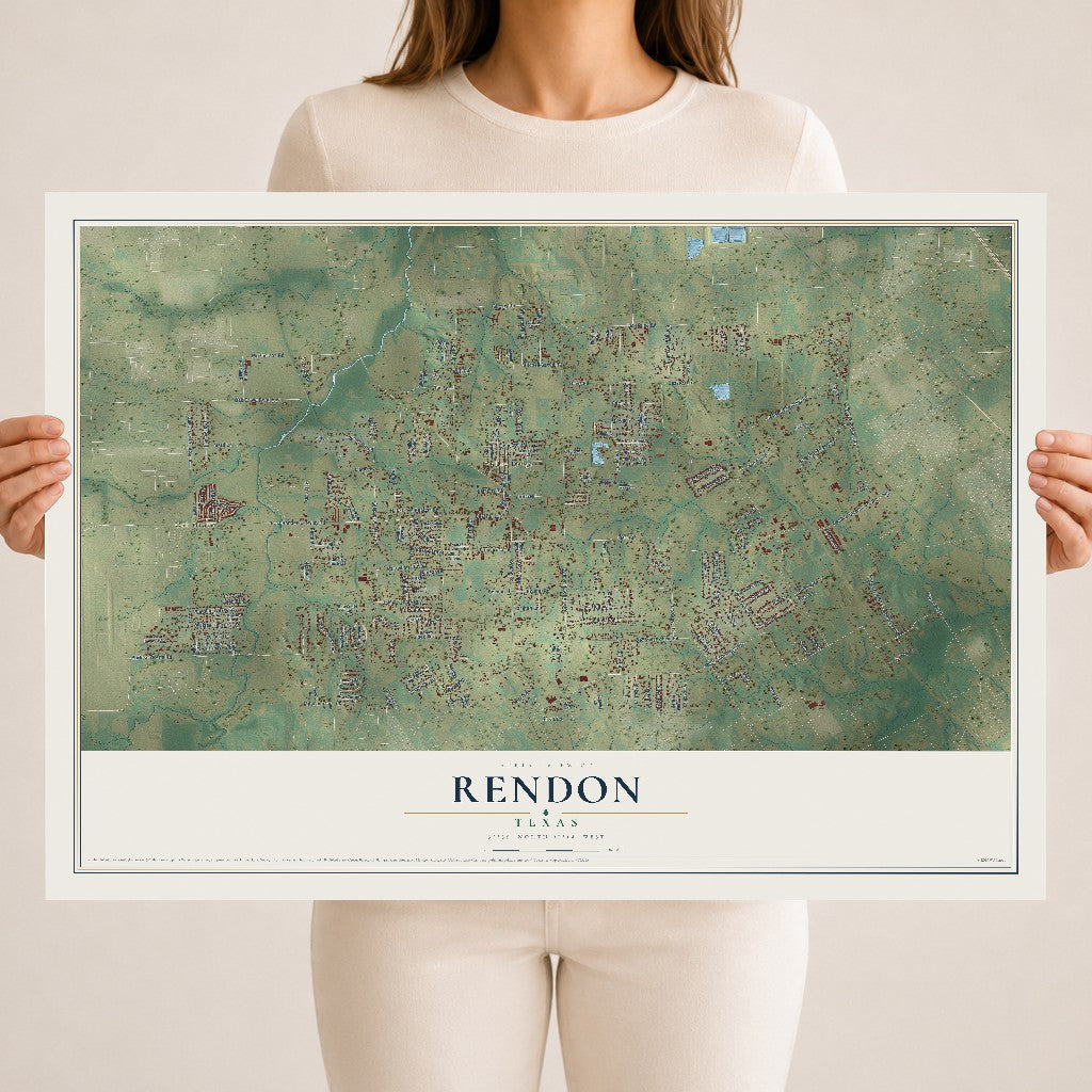 Map of Rendon, Texas, 18 x 24 inch unframed archival matte print