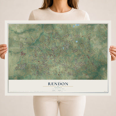 Map of Rendon, Texas, 18 x 24 inch unframed archival matte print