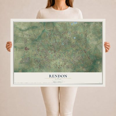 Map of Rendon, Texas, 24 x 36 inch unframed archival matte print