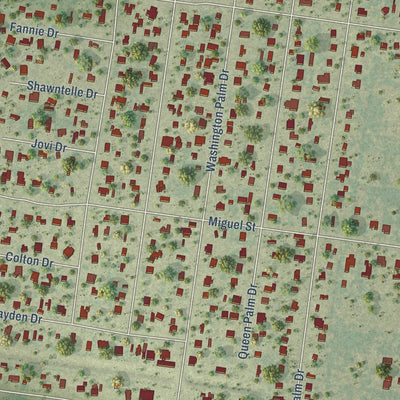 Close-up of the map of Salida del Sol Estates, Texas print showing street and building detail