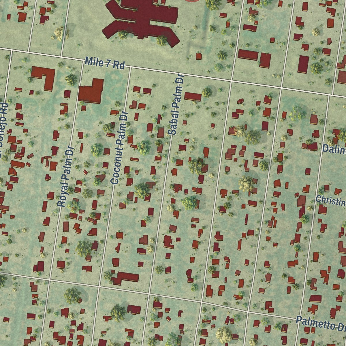 Second close-up of the map of Salida del Sol Estates, Texas print showing more streets and buildings