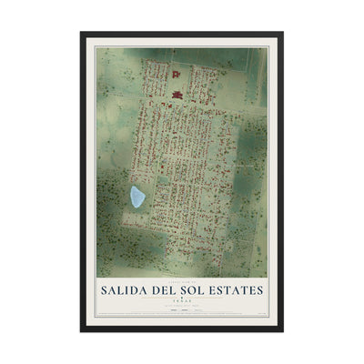 Map of Salida del Sol Estates, Texas, 12 x 18 inch print in a black wood frame
