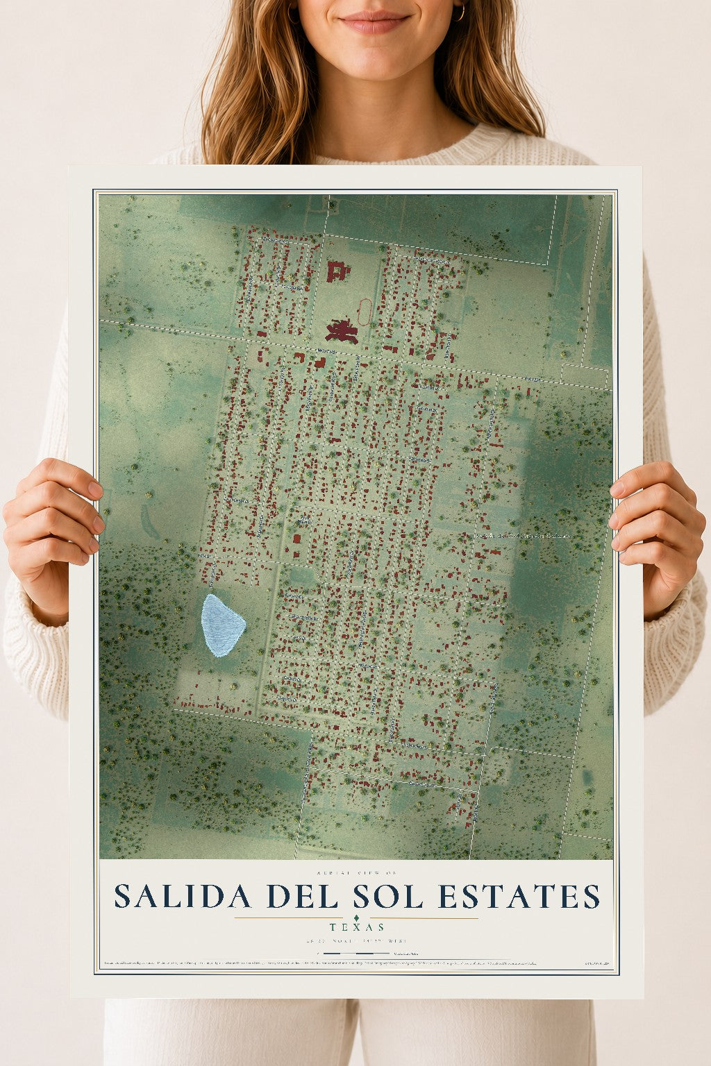 Map of Salida del Sol Estates, Texas, 18 x 24 inch unframed archival matte print