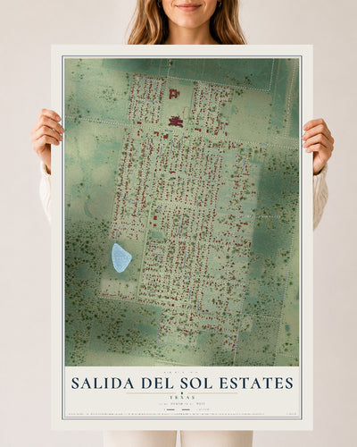 Map of Salida del Sol Estates, Texas, 24 x 36 inch unframed archival matte print