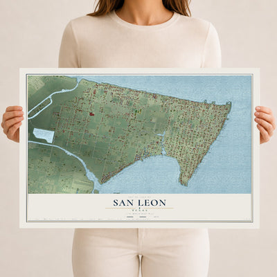 Map of San Leon, Texas, 12 x 18 inch unframed archival matte print