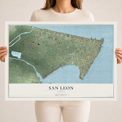 Map of San Leon, Texas, 18 x 24 inch unframed archival matte print