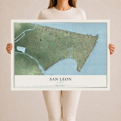 Map of San Leon, Texas, 24 x 36 inch unframed archival matte print