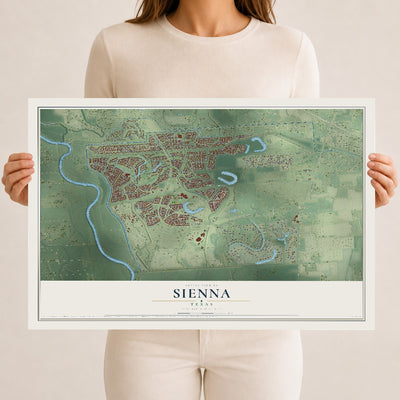Map of Sienna, Texas, 12 x 18 inch unframed archival matte print