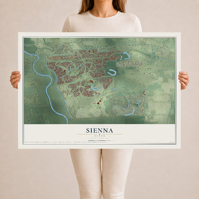 Map of Sienna, Texas, 24 x 36 inch unframed archival matte print
