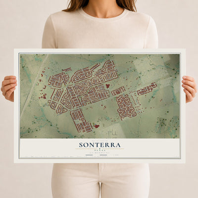Map of Sonterra, Texas, 12 x 18 inch unframed archival matte print