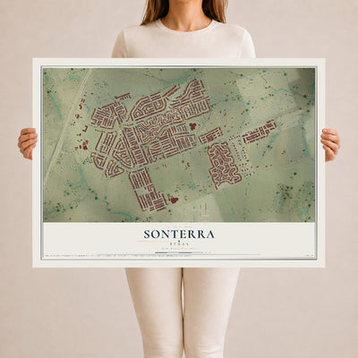 Map of Sonterra, Texas, 24 x 36 inch unframed archival matte print