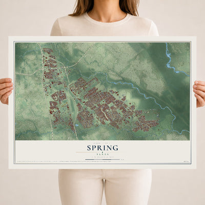 Map of Spring, Texas, 18 x 24 inch unframed archival matte print
