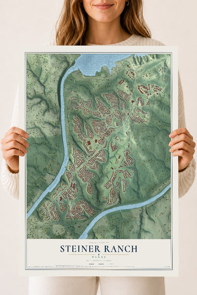 Map of Steiner Ranch, Texas, 18 x 24 inch unframed archival matte print