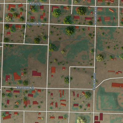 Second close-up of the map of Plains, Texas print showing more streets and buildings