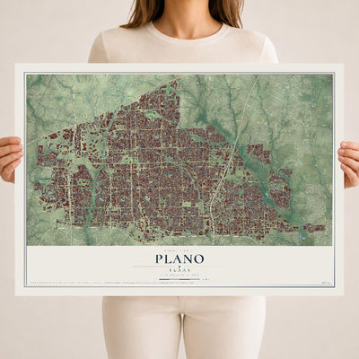 Map of Plano, Texas, 18 x 24 inch unframed archival matte print