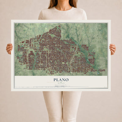 Map of Plano, Texas, 24 x 36 inch unframed archival matte print