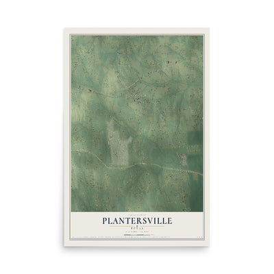 Map of Plantersville, Texas, 12 x 18 inch unframed archival matte print