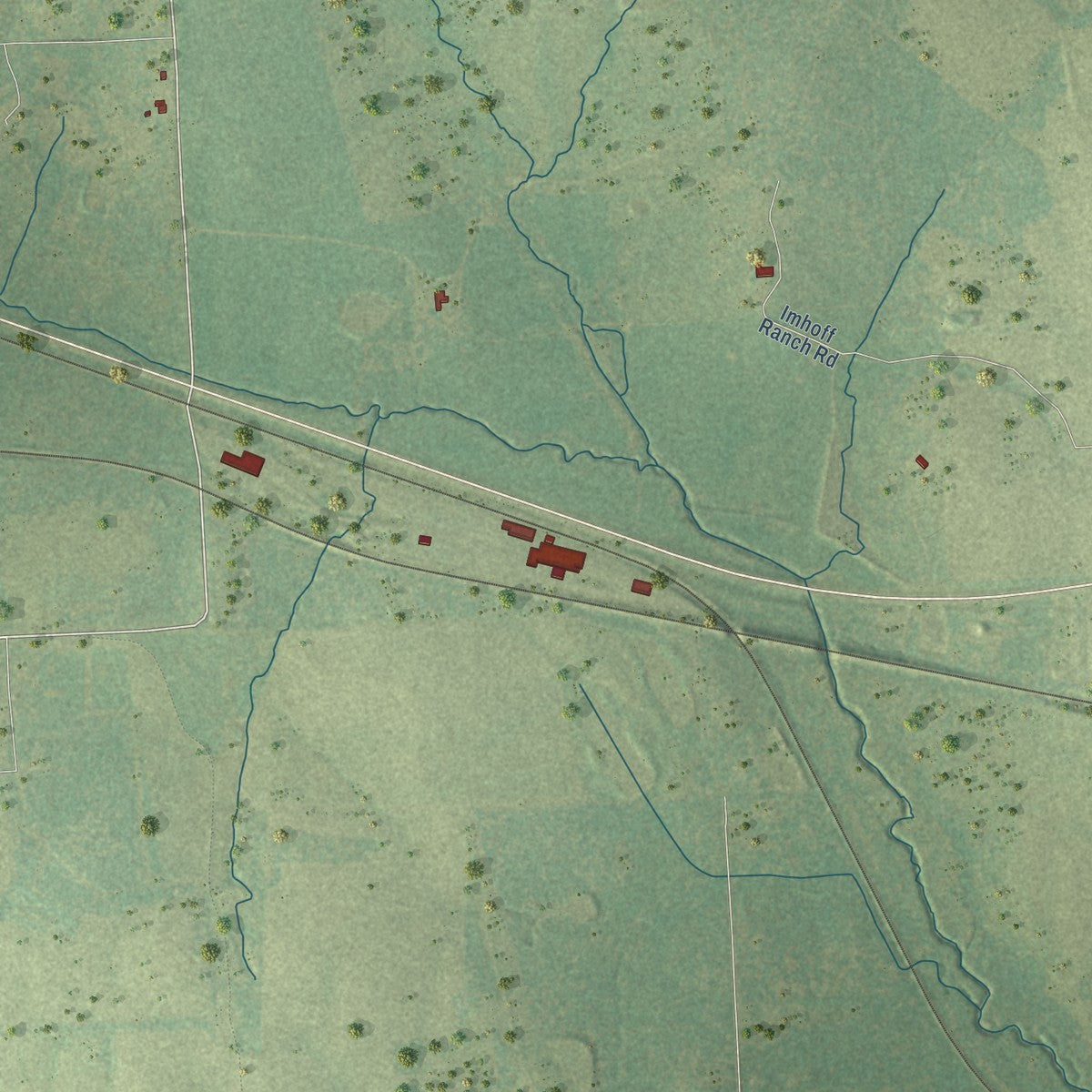 Second close-up of the map of Plantersville, Texas print showing more streets and buildings