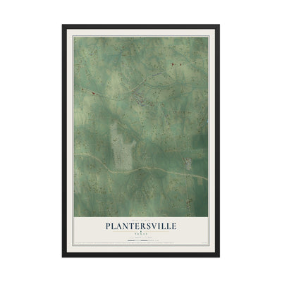 Map of Plantersville, Texas, 12 x 18 inch print in a black wood frame