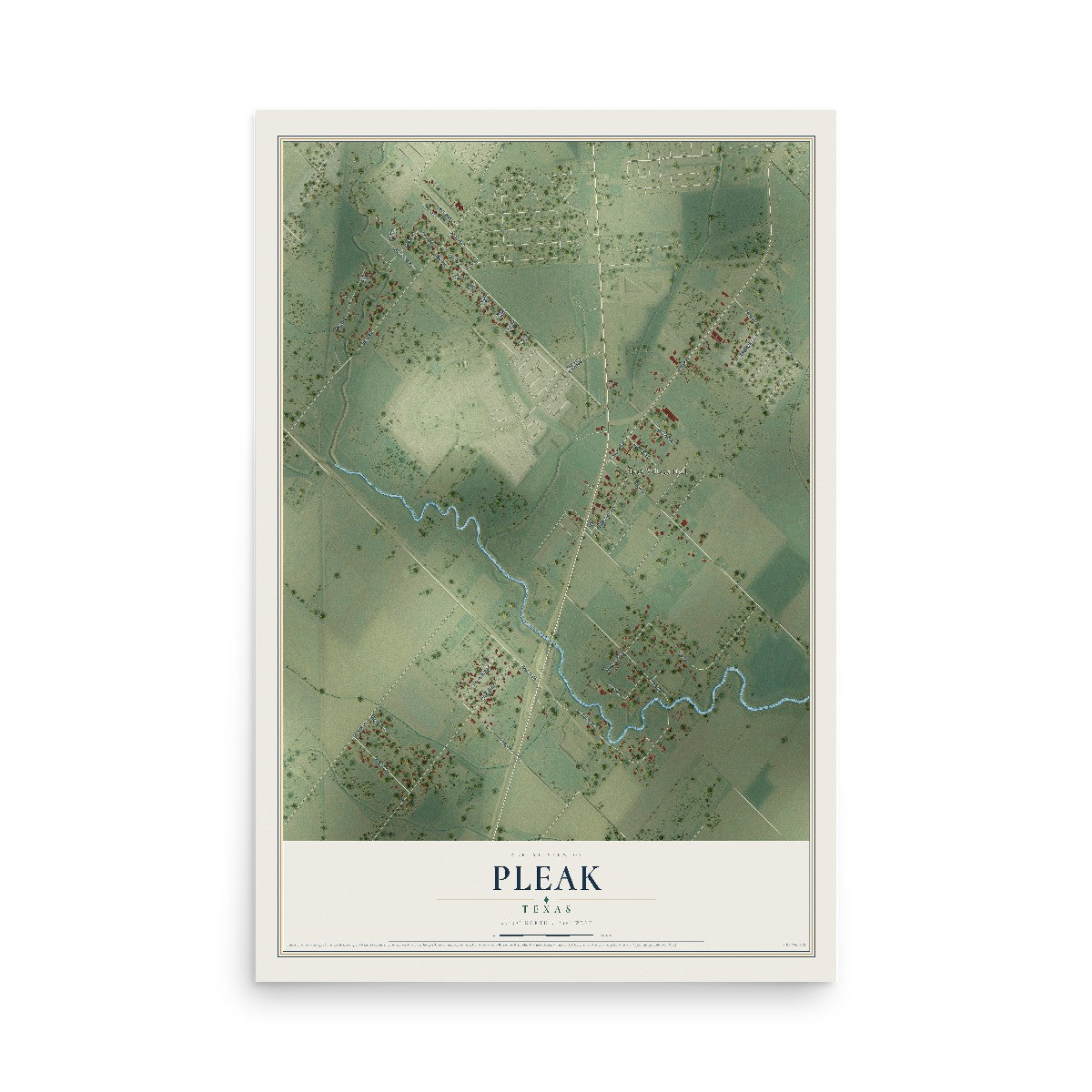 Map of Pleak, Texas, 12 x 18 inch unframed archival matte print