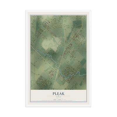 Map of Pleak, Texas, 12 x 18 inch print in a white wood frame