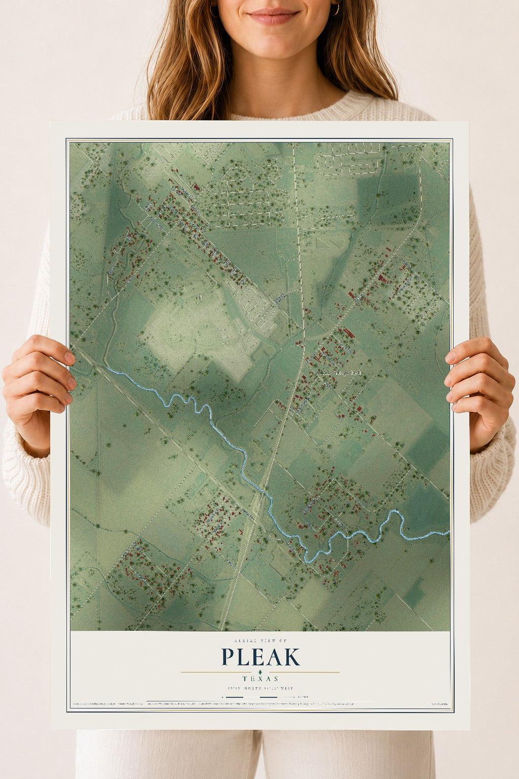 Map of Pleak, Texas, 18 x 24 inch unframed archival matte print