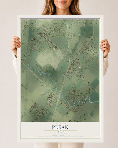 Map of Pleak, Texas, 24 x 36 inch unframed archival matte print