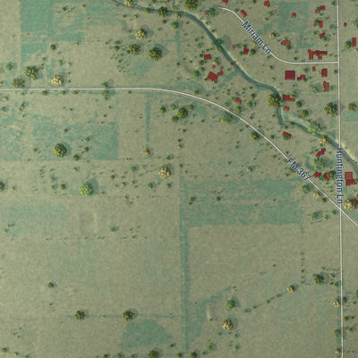 Second close-up of the map of Pleasant Valley, Texas print showing more streets and buildings