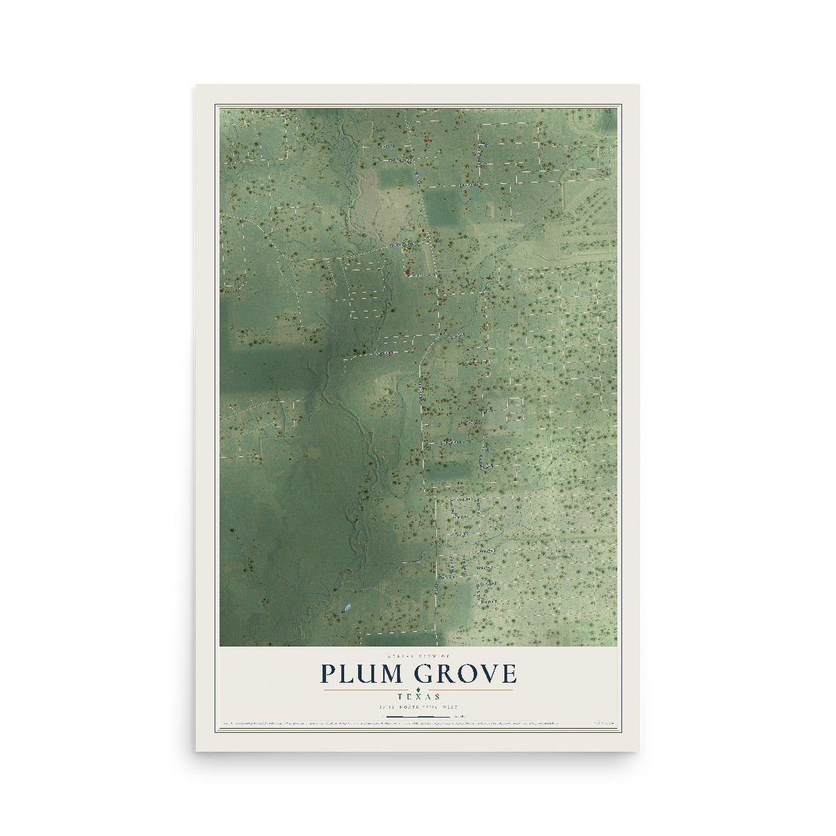 Map of Plum Grove, Texas, 12 x 18 inch unframed archival matte print