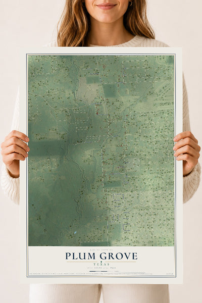 Map of Plum Grove, Texas, 18 x 24 inch unframed archival matte print