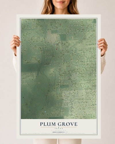 Map of Plum Grove, Texas, 24 x 36 inch unframed archival matte print