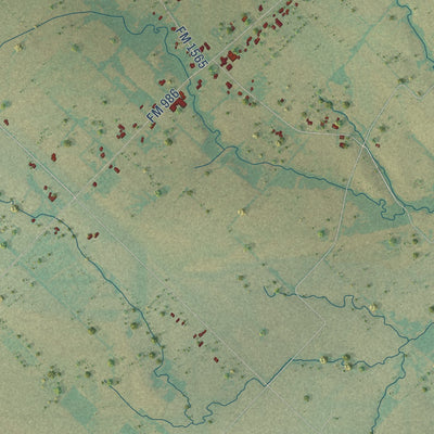 Second close-up of the map of Poetry, Texas print showing more streets and buildings