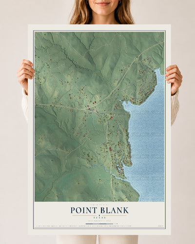 Map of Point Blank, Texas, 24 x 36 inch unframed archival matte print