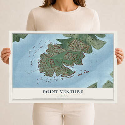 Map of Point Venture, Texas, 12 x 18 inch unframed archival matte print