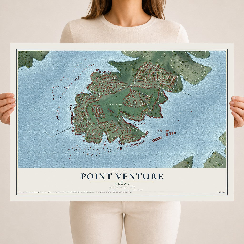 Map of Point Venture, Texas, 18 x 24 inch unframed archival matte print