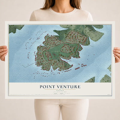 Map of Point Venture, Texas, 18 x 24 inch unframed archival matte print