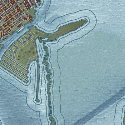 Close-up of the map of Port Isabel, Texas print showing street and building detail